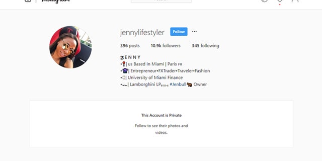 Jenny Ambuila made her Instagram account, which has more than 10,000 followers, private after her arrest.