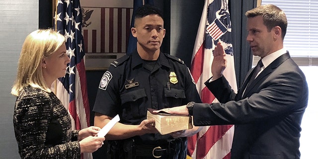 Kevin K. McAleenan was sworn in as commissioner to U.S. Customs and Border Protection by then-Secretary of Homeland Security Kirstjen Nielsen in March 2018.