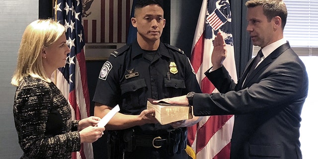 Kevin K. McAleenan was sworn in as commissioner to U.S. Customs and Border Protection by then-Secretary of Homeland Security Kirstjen Nielsen in March 2018.