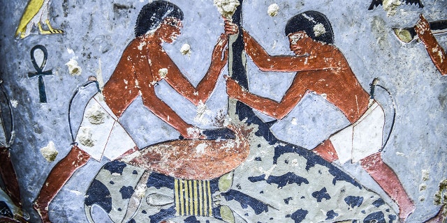 A view inside the newly-dicovered tomb of the ancient Egyptian nobleman
