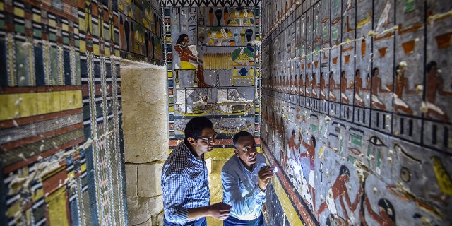 Mohamed Mujahid , head of the Egyptian mission which discovered the tomb of the ancient Egyptian nobleman