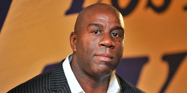 Magic Johnson dumbfounded everybody by giving adult his purpose as a team’s boss of basketball operations during an unpretentious news discussion roughly 90 mins before a regular-season finale. (Photo by Allen Berezovsky/Getty Images)
