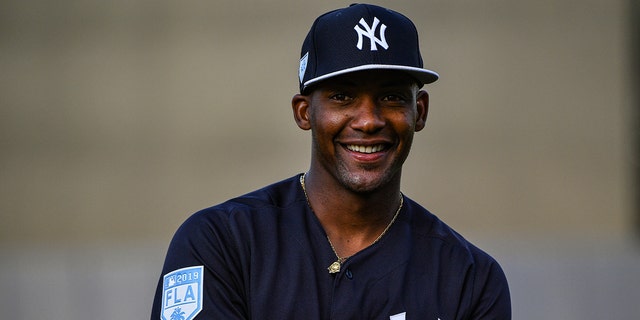 Miguel Andujar # 41 of the New York Yankees might need a surgery for a tear in the right shoulder.