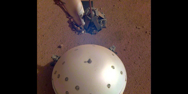 This image of the seismometer of InSight was taken on the 110th Martian day of the mission. The seismometer is called the seismic experiment for the inner structure, or SEIS. (Credit: NASA / JPL-Caltech)