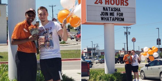 A high school senior was surprised by her boyfriend last week when she showed up for work at a Texas Whataburger and saw that the marquee had been changed to include a personalized note.