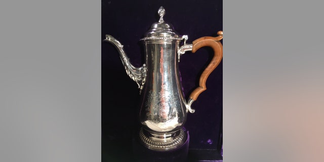The silver coffee pot made by Paul Revere is valued at $1.85 million. (James Rogers, Fox News)