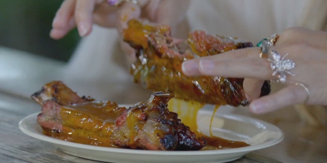 Allie filmed herself eating a messy dish for a client. — A&E