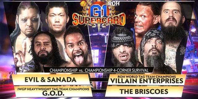 The joint ROH-NJPW event features New Japan stars Evil, Sanada, Tama Tonga and Tanga Loa alongside Ring of Honor stars PCO, Brody King and The Briscoes