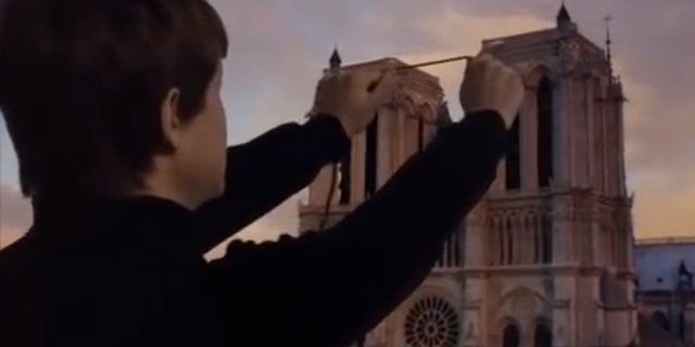 Philippe Petit (Joseph Gordon Levitt) plans his walk across Notre Dame.