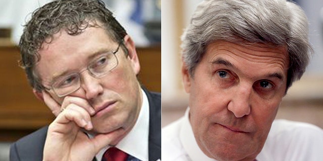 Former Secretary of State John Kerry clashed with Rep. Thomas Massie, R-Ky., on Tuesday.