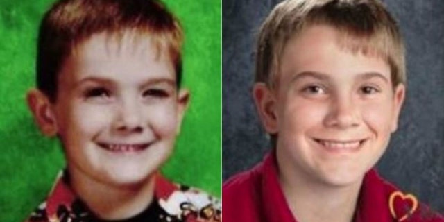 Timmothy Pitzen, left, was 6 years old when he vanished in 2011. The photo of him on the right provided by the National Center for Missing & Exploited Children, shows him age-progressed to 13 years old.