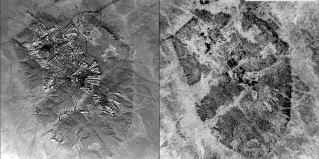 Left: A U2 image of Ur (Tell al-Muqayyar), Iraq, captured on Oct. 30, 1959. Right: a CORONA satellite image of the same site captured on May 4, 1968. (Emily Hammer and Jason Ur)