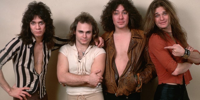 Van Halen in 1978 (left to right): Eddie Van Halen, Michael Anthony, Alex Van Halen and David Lee Roth. (Photo by Lynn Goldsmith/Corbis/VCG via Getty Images)