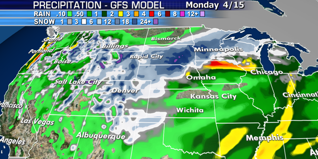 In addition to heavy rains, it is expected that the winter end-of-season storm will reach 2 feet of snow in the central United States.