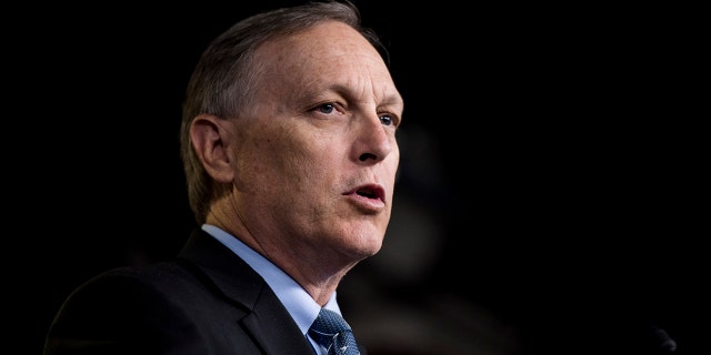 Rep. Andy Biggs, R-Ariz., participates in a press conference calling on President Trump to declassify the Carter Page FISA applications Sept. 6, 2018.