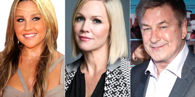 From lir: Amanda Bynes, Jennie Garth and Alec Baldwin all celebrate their birthday on April 3. (AP)