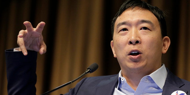 Presidential candidate and entrepreneur Andrew Yang speaks during the National Action Network Convention in New York, Wednesday, April 3, 2019. (AP Photo/Seth Wenig)