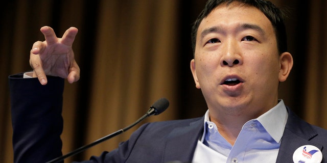 Presidential candidate and entrepreneur Andrew Yang speaks during the National Action Network Convention in New York, Wednesday, April 3, 2019. (AP Photo/Seth Wenig)