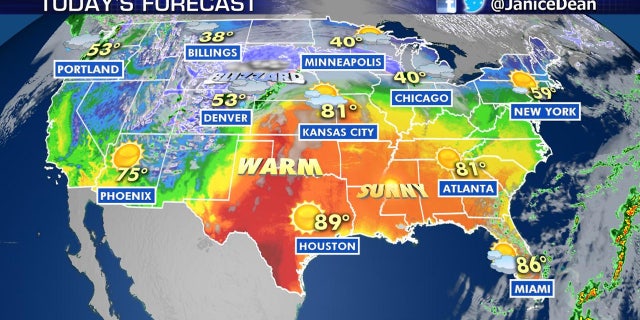 Warm temperatures south of the massive blizzard may bring the threat of severe weather to the Midwest.