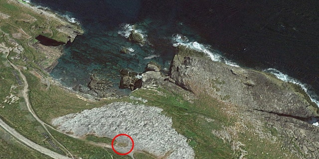 The red circle shows the exact spot where the van was parked.