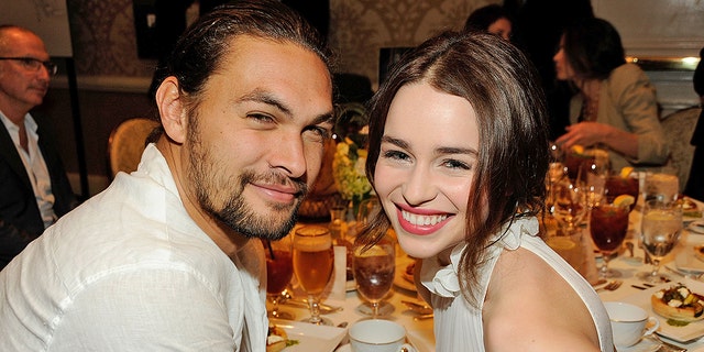 Jason Momoa And Emilia Clarke Have Game Of Thrones Reunion Can Still Bench Press A Khaleesi Fox News