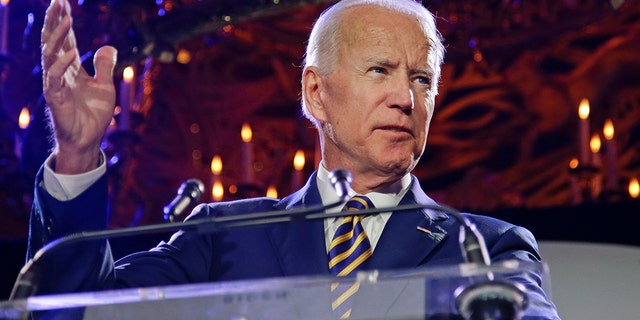 President Joe Biden speaks at the Biden Courage Awards Tuesday, March 26, 2019, in New York. Biden released his first tranche of judicial nominees on Tuesday. (AP Photo/Frank Franklin II)