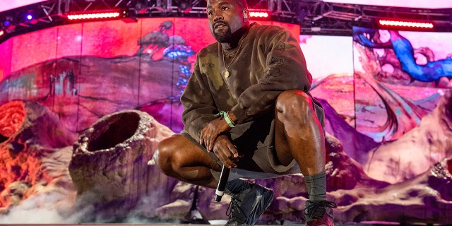 INDIO, CA - April 20: Kanye West performs during the 2019 Coachella Valley Music and Arts Festival on April 20, 2019 in Indio, California. (Photo by Timothy Norris / Getty Images for Coachella)