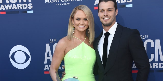 Miranda Lambert and Brendan McLoughlin arrive at the 54th annual Academy of Country Music Awards at the MGM Grand Garden Arena on Sunday, April 7, 2019, in Las Vegas.