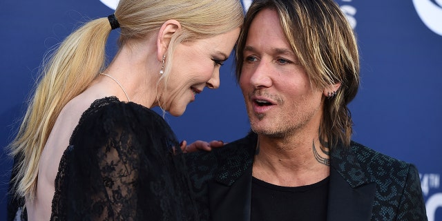 Nicole Kidman, left, and Keith Urban arrive at the 54th annual Academy of Country Music Awards at the MGM Grand Garden Arena on Sunday, April 7, 2019, in Las Vegas.