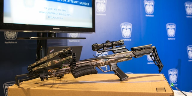 A crossbow like this one was used by a suspect hitman posing as a delivery man in Canada. A woman was shot and is lucky to have survived, police said.