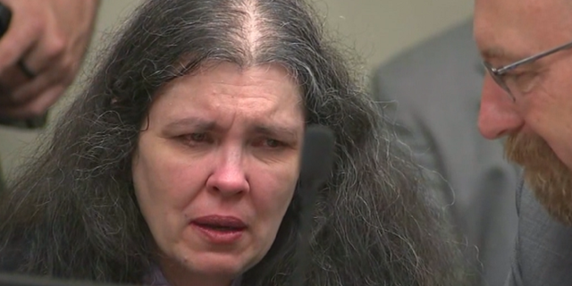 Louise Turpin is emotional in court Friday, April 19, 2019.