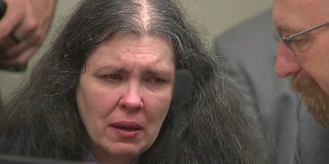 Louise Turpin is emotional in court Friday, April 19, 2019.