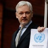 Assange is shown outside the embassy on Feb. 5, 2016.