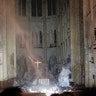 Smoke is seen in the interior of Notre Dame Cathedral.