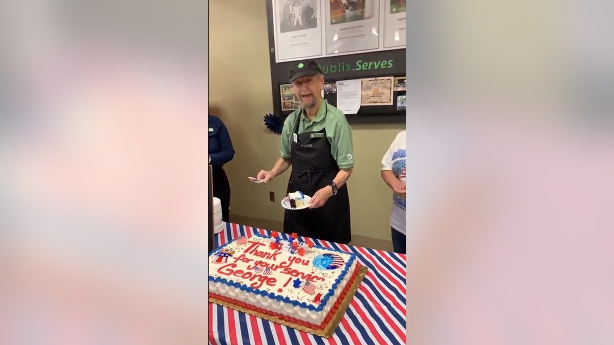 For the last twelve years, the 87-year-old has worked at the supermarket, where he is affectionately known as “Mr. George.”