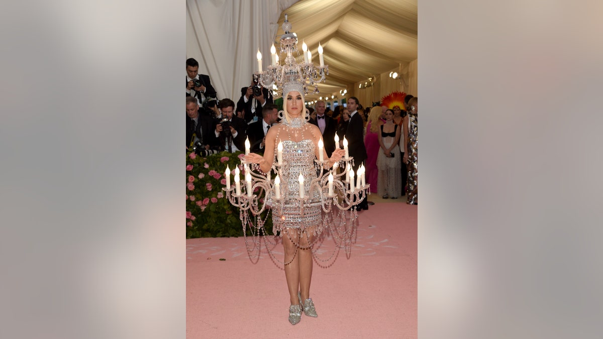 Katy Perry dresses as a literal chandelier at the 2019 Met Gala in New York City.