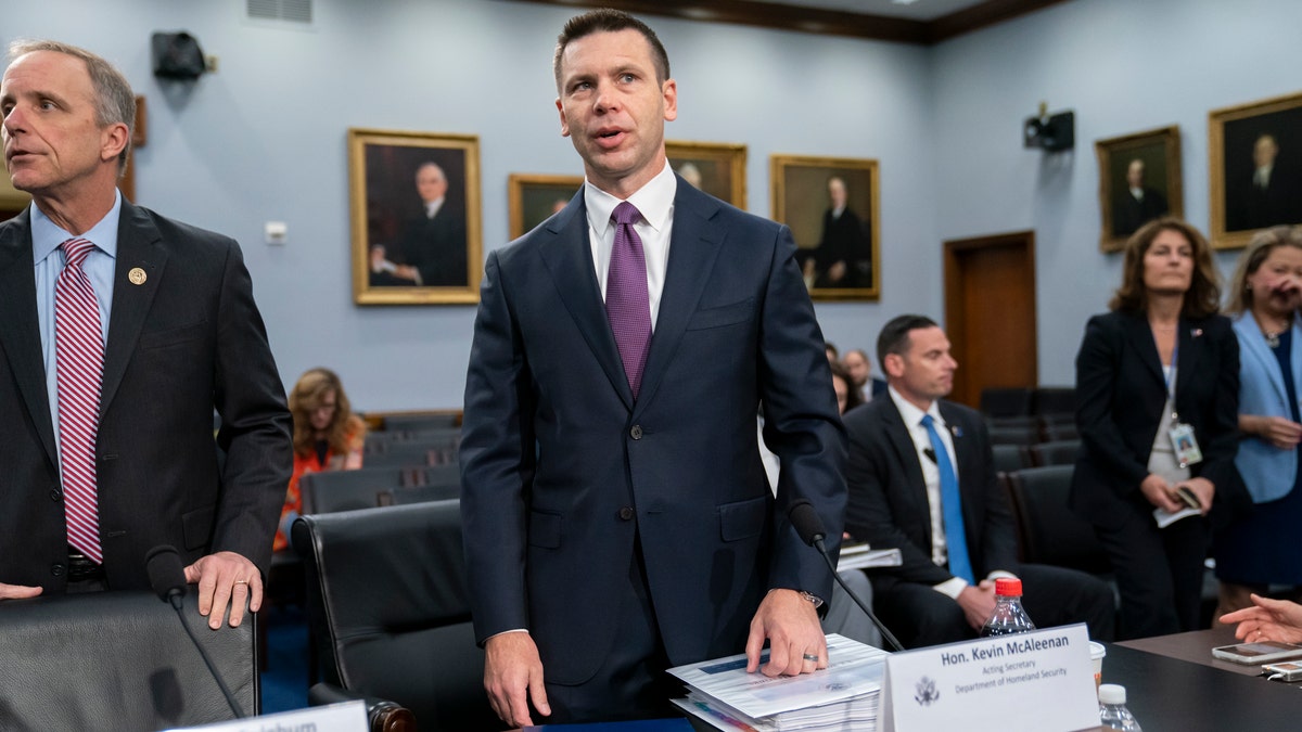 Acting-Homeland Security Secretary Kevin McAleenan prepares for a House Appropriations subcommittee hearing on his agency's future funding, on Capitol Hill in Washington, April 30, 2019. (Associated Press)