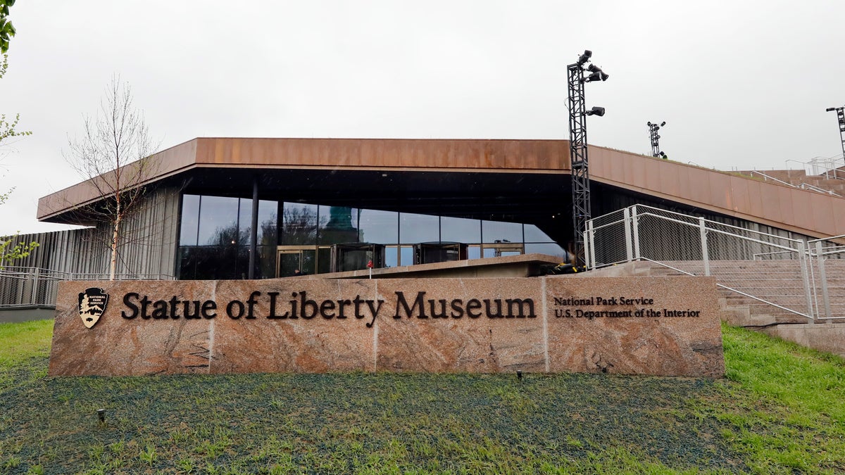 The Statue of Liberty Museum, set to open Thursday, is seen on Liberty Island, in New York, on Monday. (Associated Press)