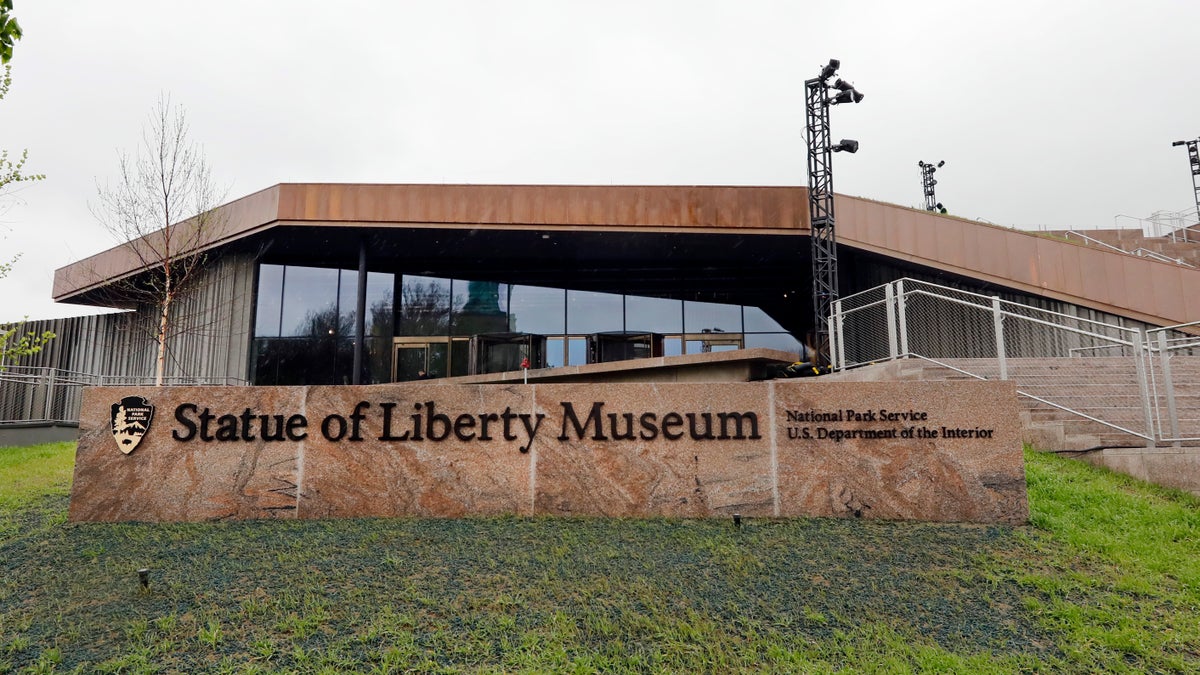 The Statue of Liberty Museum, set to open Thursday, is seen on Liberty Island, in New York, on Monday. (Associated Press)
