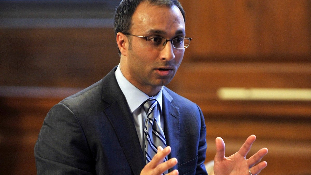 In this March 28, 2012, file photo, Amit Mehta, then the attorney for Dominique Strauss-Kahn, speaks in Bronx state Supreme Court in New York. Judge Amit Mehta ruled Monday, May 20, 2019, that President Donald Trump cannot block the House subpoena of financial records. (Stan Honda/Pool Photo via AP, File)