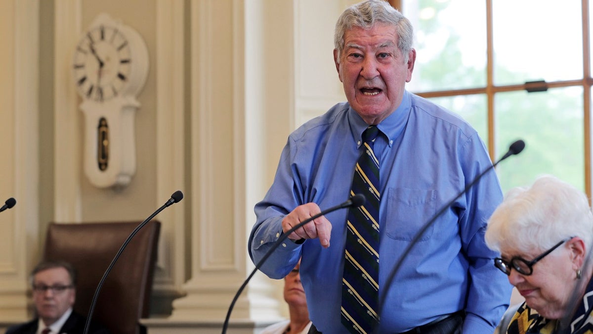 State Sen. Lou D'Allesandro, D-Manchester/Goffstown, addresses the Senate chamber during debate on repealing the death penalty.(AP Photo/Charles Krupa)