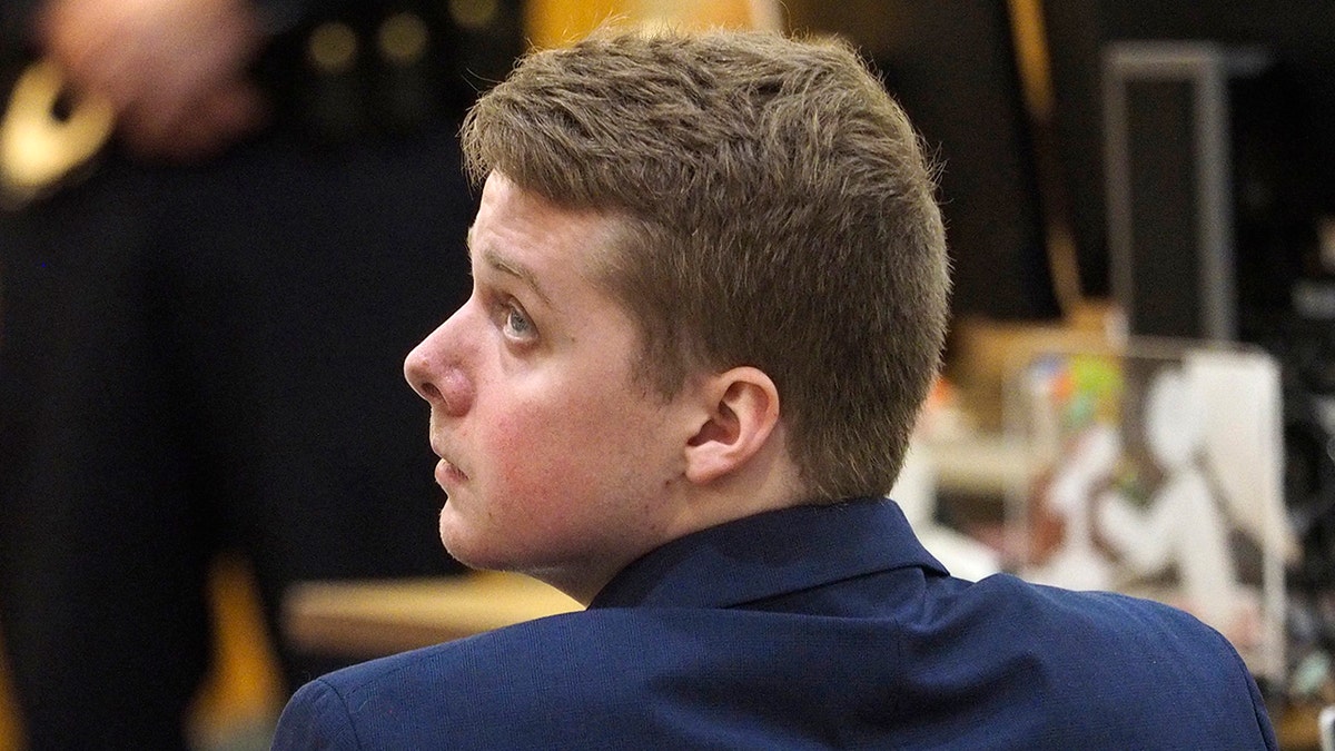 Defendant Liam McAtasney listens as his attorney Carlos Diaz-Cobo addresses the jury during closing arguments in Monmouth County Superior Court, Friday, Feb. 22, 2019 in Freehold, N.J.. (Patti Sapone/NJ Advance Media via AP, Pool)