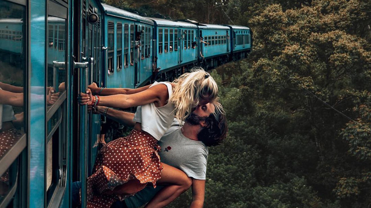 The Brussels-based couple captioned the shot, “one of our wildest kisses,” and posted it to their shared travel-themed Instagram page last week.
