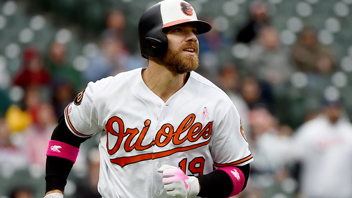 Chris Davis of the Baltimore Orioles rounds the bases after hitting a home run at Camden Yards on May 12, 2019 in Baltimore, Maryland. He met with Henry Frasca on Saturday, a 9-year-old boy who helped break his record hitless streak. (Photo by Will Newton/Getty Images)