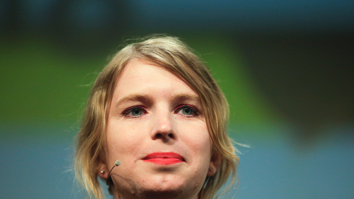 FILE - In this May 2, 2018, file photo, Chelsea Manning attends a discussion at the media convention "Republica" in Berlin. (AP Photo/Markus Schreiber, File)