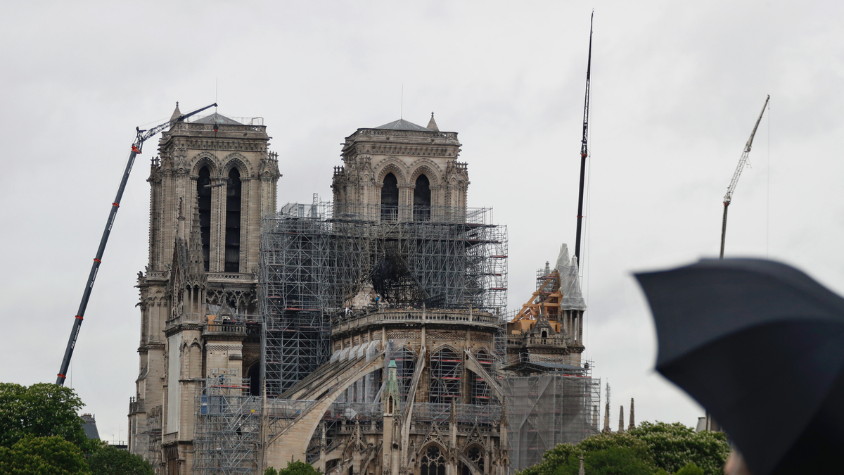 Notre Dame damage and scaffolding 