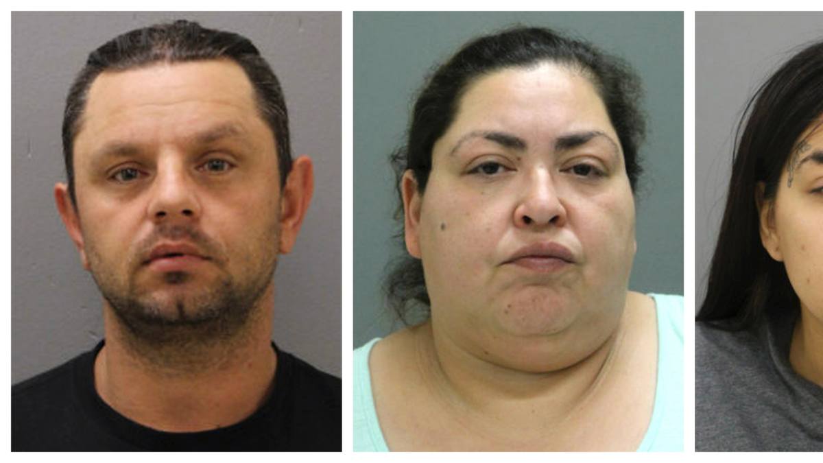 Mugshots for, from left, Piotr Bobak, 40; Clarisa Figueroa, 46; and Desiree Figueroa, 24. They were arrested in the death of 19-year-old Marlen Ochoa-Lopez, who police said was strangled and her baby cut from her body. (Chicago Police Department via AP)