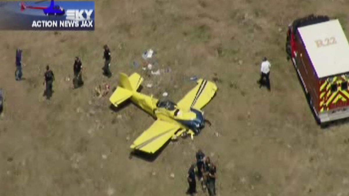 The wreckage of one of the small planes that crashed over Florida.