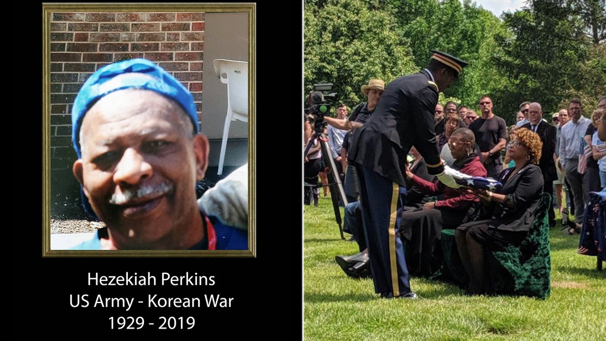 Hezekiah Perkins was buried with full military honors in front of hundreds of strangers Saturday in Cincinnati.