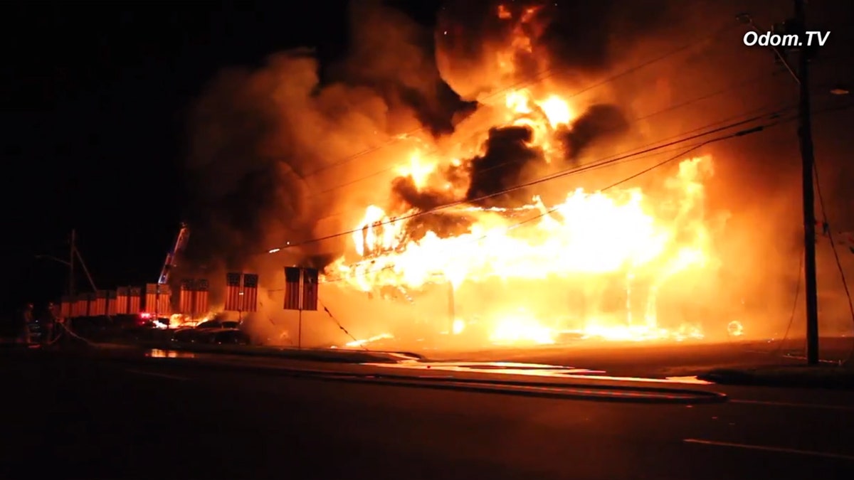 A fire broke out at a Hudson Valley, N.Y., car dealership on Thursday morning. HBO is filming miniseries 